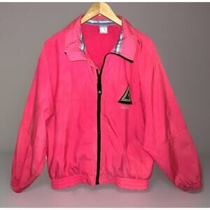 VTG Ocean Pacific OP Hot Pink Neon Windbreaker Jacket L 80s 90s eco‑logic